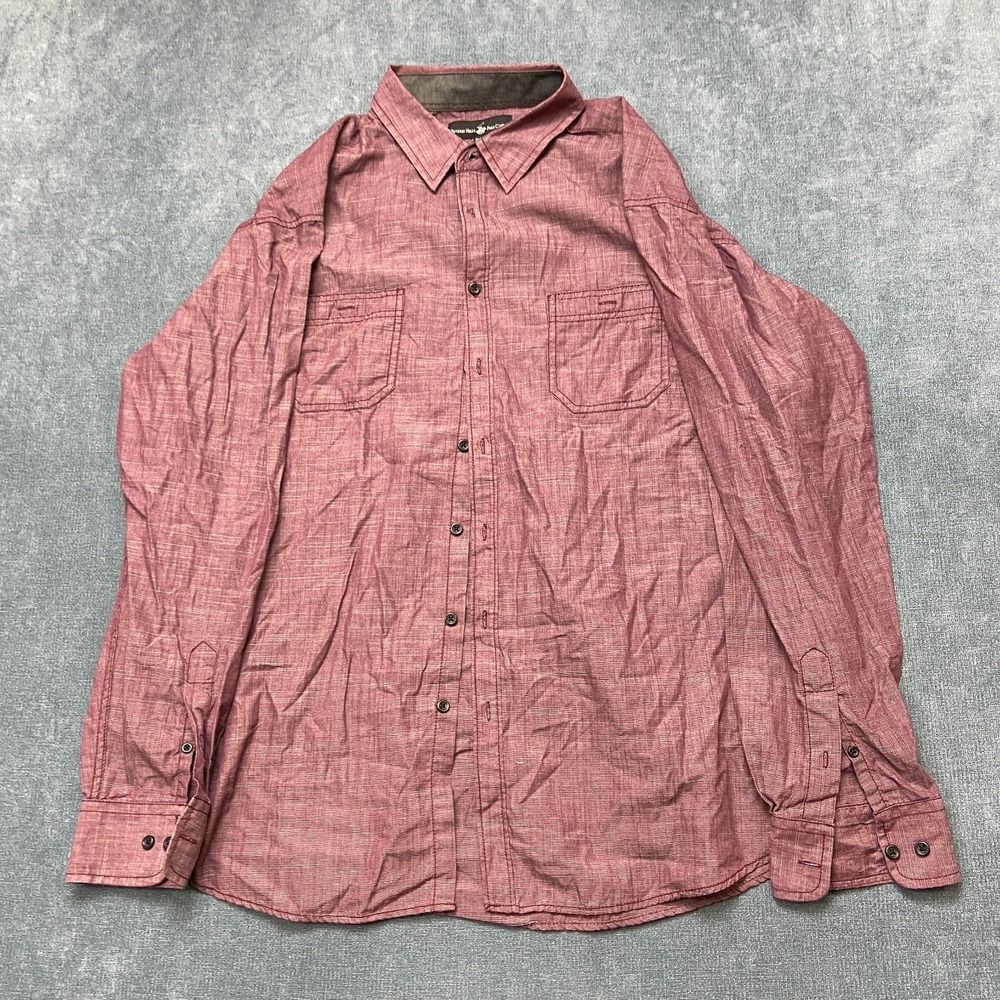 Beverly Hills Polo Club Shirt Mens 2XLB Red Long Sleeve Chest Pockets Button Up